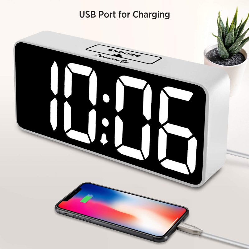 DreamSky Large Digital Alarm Clock Big Numbers for Seniors & Visually Impaired, 9 Inches Electric Clocks for Bedroom, Jumbo Display Fully Dimmable Brightness, USB Ports, Adjustable Alarm Volume - Image 4